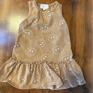 Charming Tan Smiley Face Kids Dress